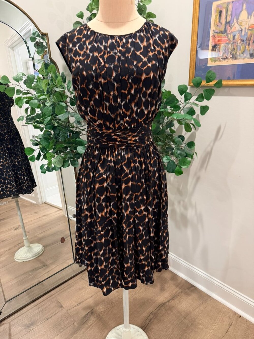 Boden Selina Silk Dress Leopard print size 10